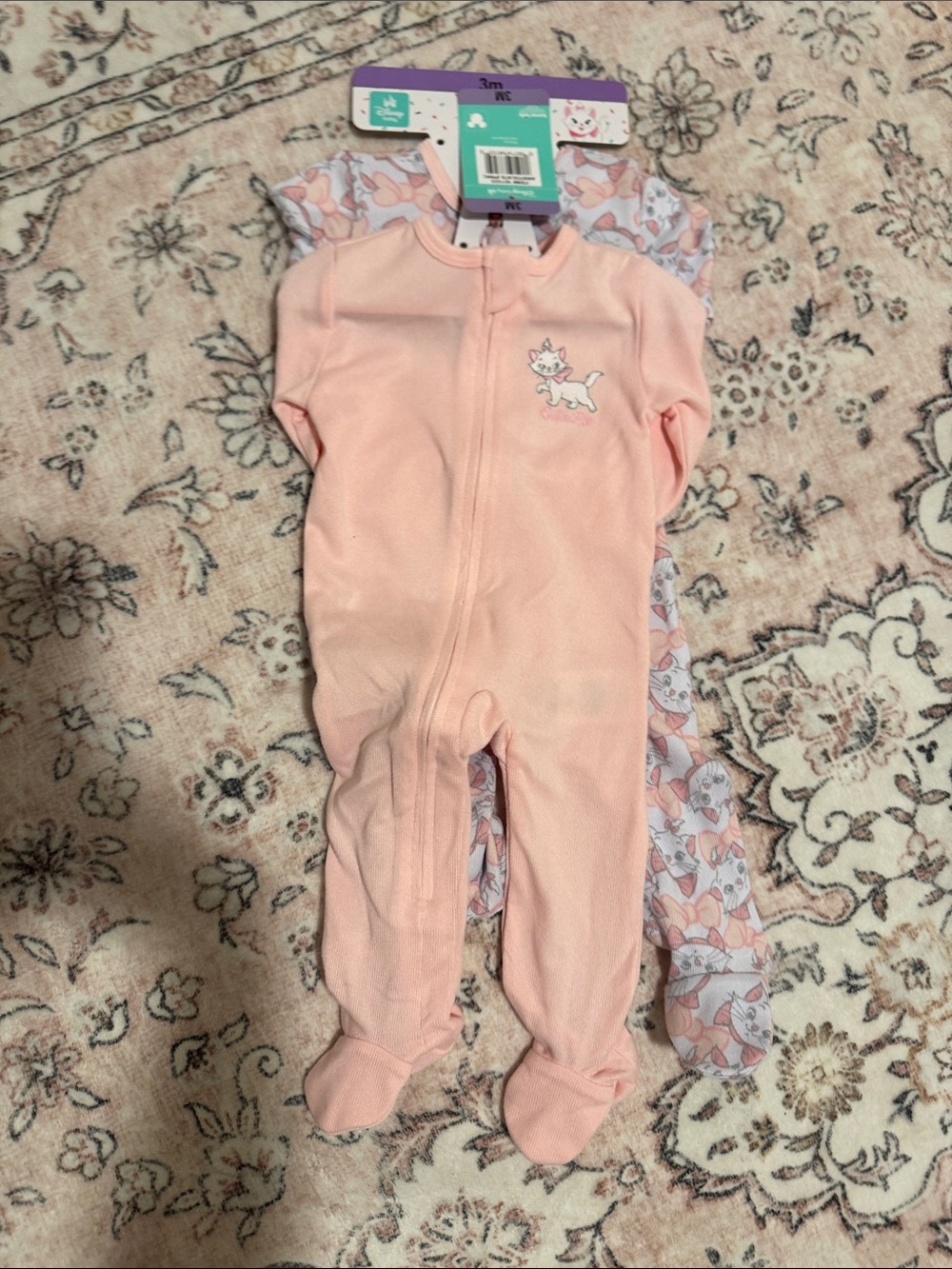 Disney Pink Footed One-Piece Sleeper with Kitty Motif